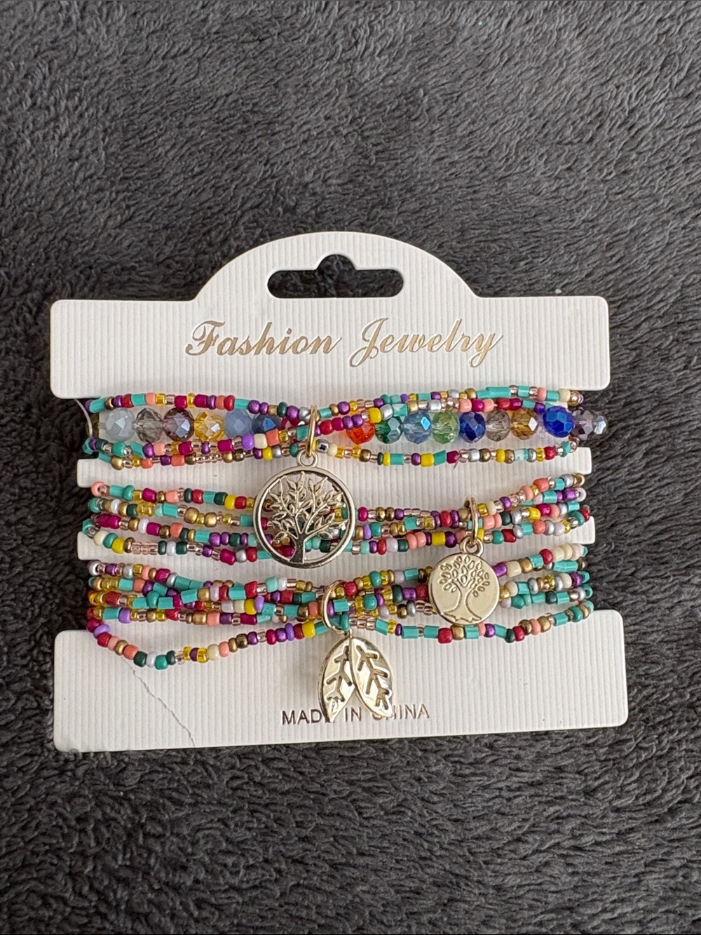 3 Multicolor Beaded Layered Bracelets